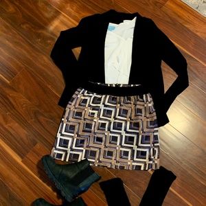 Unique Banana Republic lined skirt, Size 2, black/cream/tan